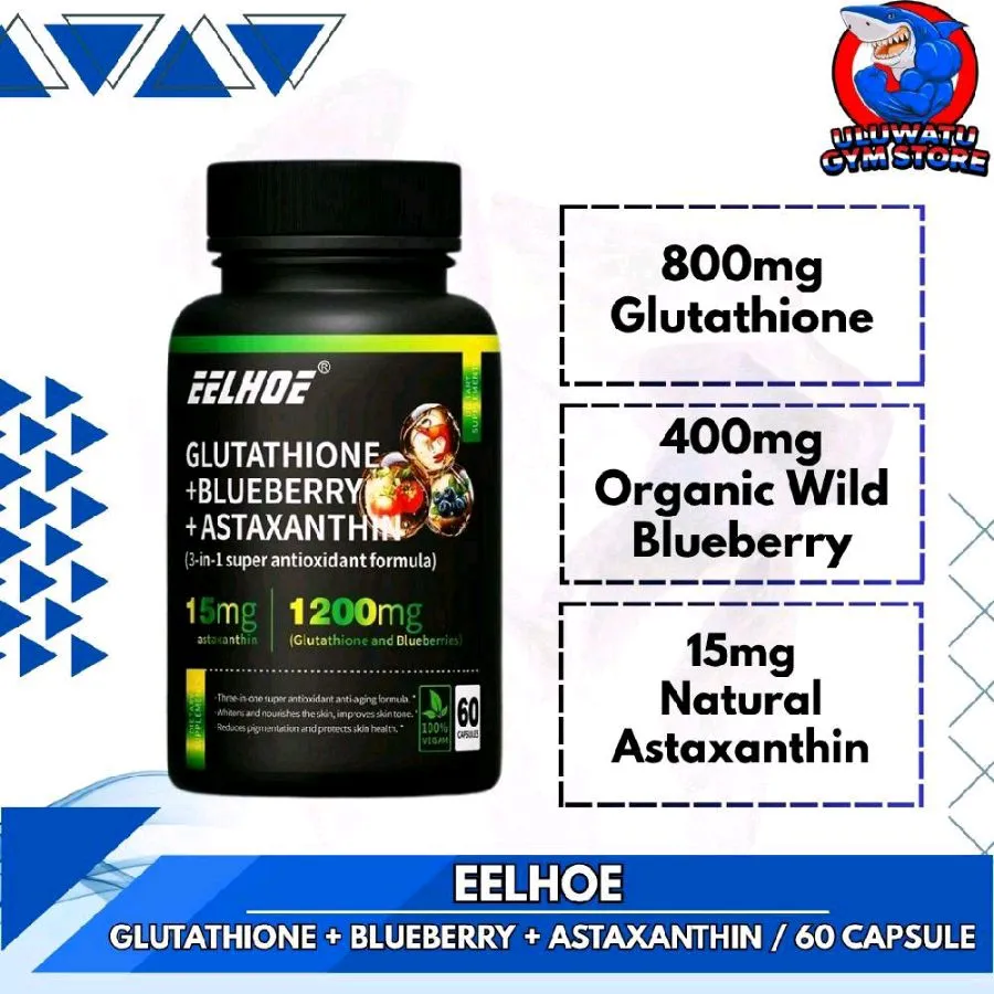 eelhoe super glutathione astaxanthin Jual USA + BLUEBERRY+ 1200mg… dihexa solution stability ph thin skin Size:30st